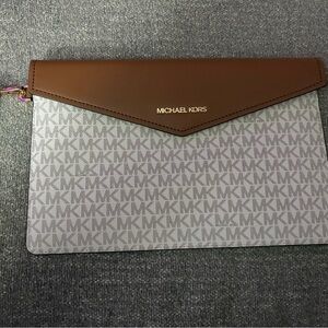Michael Kors Monogram Brown and Gray Women’s Clutch